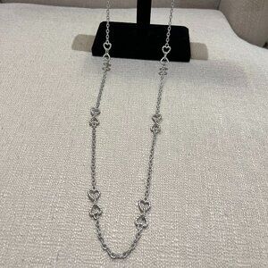 Judith Ripka Double Heart 36" Sterling Silver chain necklace